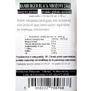 Bułka do Hamburgera Black 24szt Mikołaj dla gastronomii