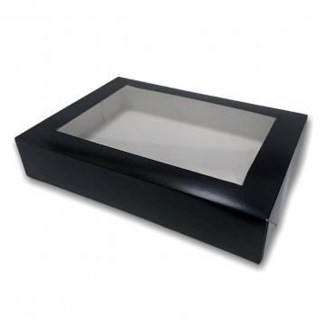 Pudełko sushi czarne + okno transparentne 320/320/50 k.50szt