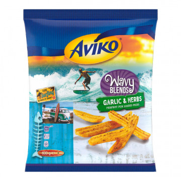Frytki wavy o smaku czosnk-ziołow. AVIKO 600g