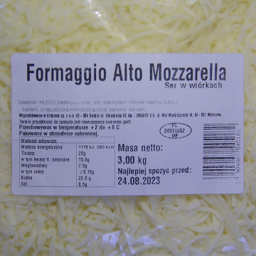 Ser Formaggio Alto Mozzarella wiór 3/12 dla gastronomii